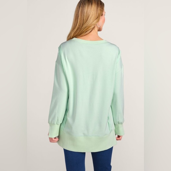Soft Surroundings Kika French Terry Tunic Honeydew Sweatshirt Size 1X EUC - Picture 3 of 11
